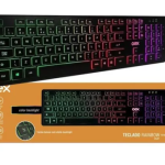 Teclado Gamer Oex Action Anti-ghosting Rainbow Flat Led Rgb Idioma Português Brasil Cor De Teclado Preto